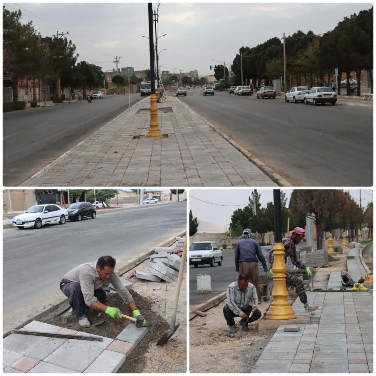 استمرار خدمت در پروژه بازپیرایی بلوار امام خمینی (ره)