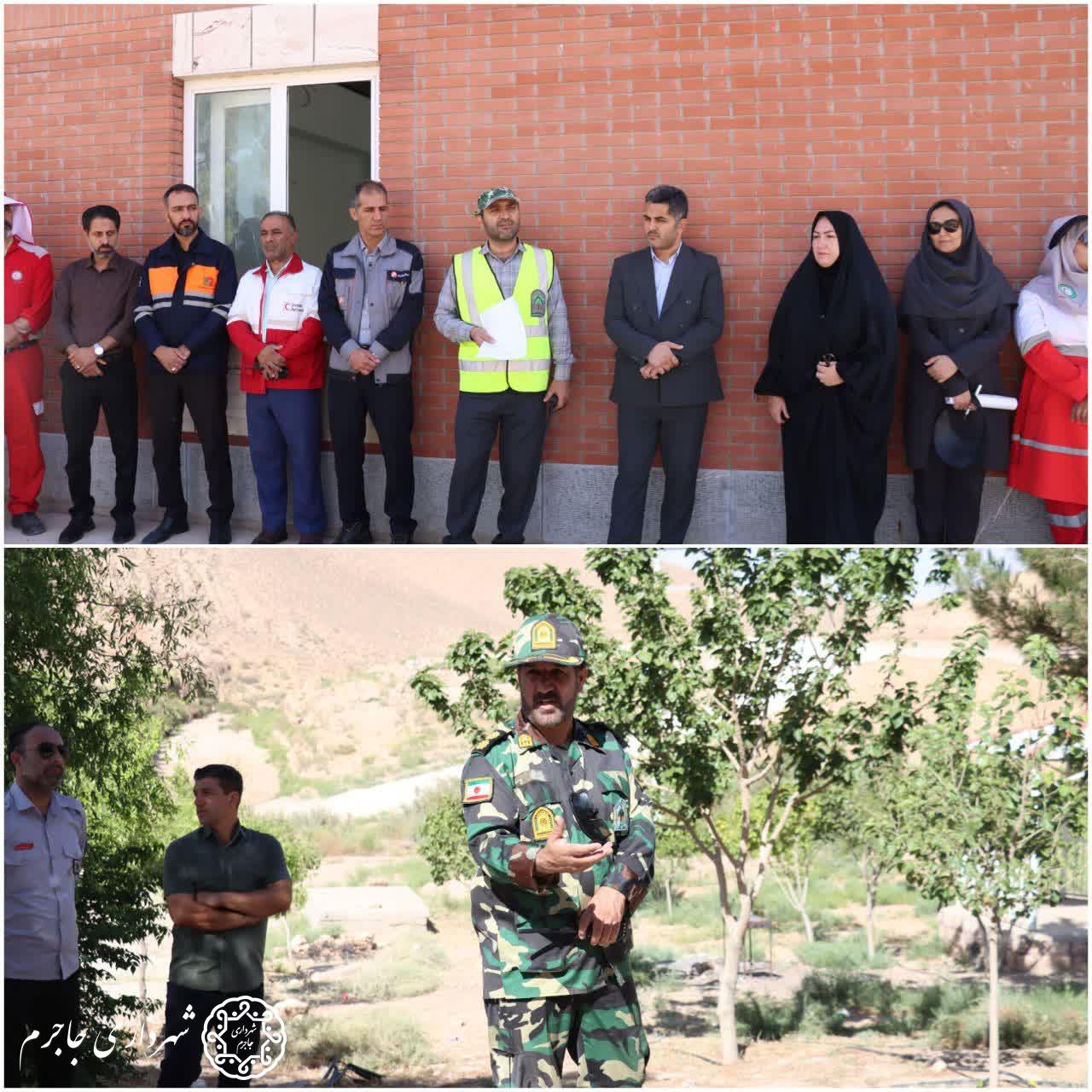 مانور آتش‌سوزی مراتع ناشی از وقوع زلزله در تنگه گزی جاجرم برگزار شد