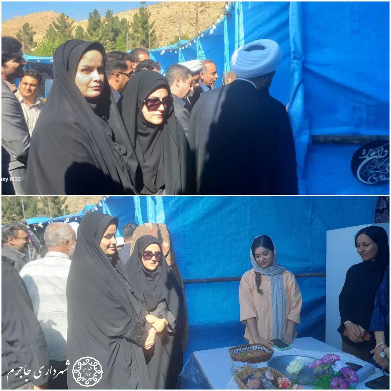 بازدید رئیس شورای شهرستان و عضو شورای اسلامی شهر جاجرم از بازارچه صنایع‌دستی شوقان